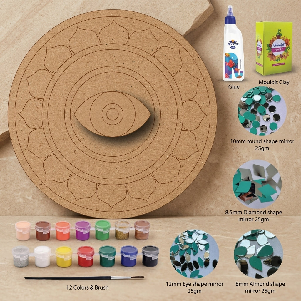 Diy Evil Eye Lippan Art Kit With Mdf Base