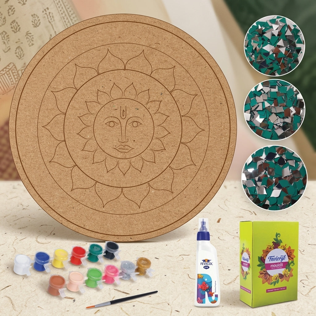 Diy Madhubani Lippan Art Kit With Mdf Base