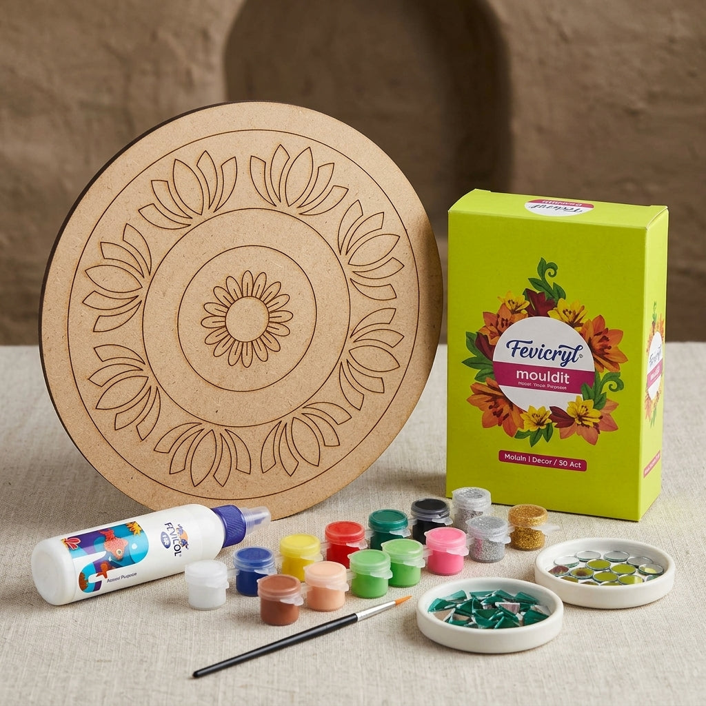 Diy Lotus Lippan Art Kit With Mdf Base