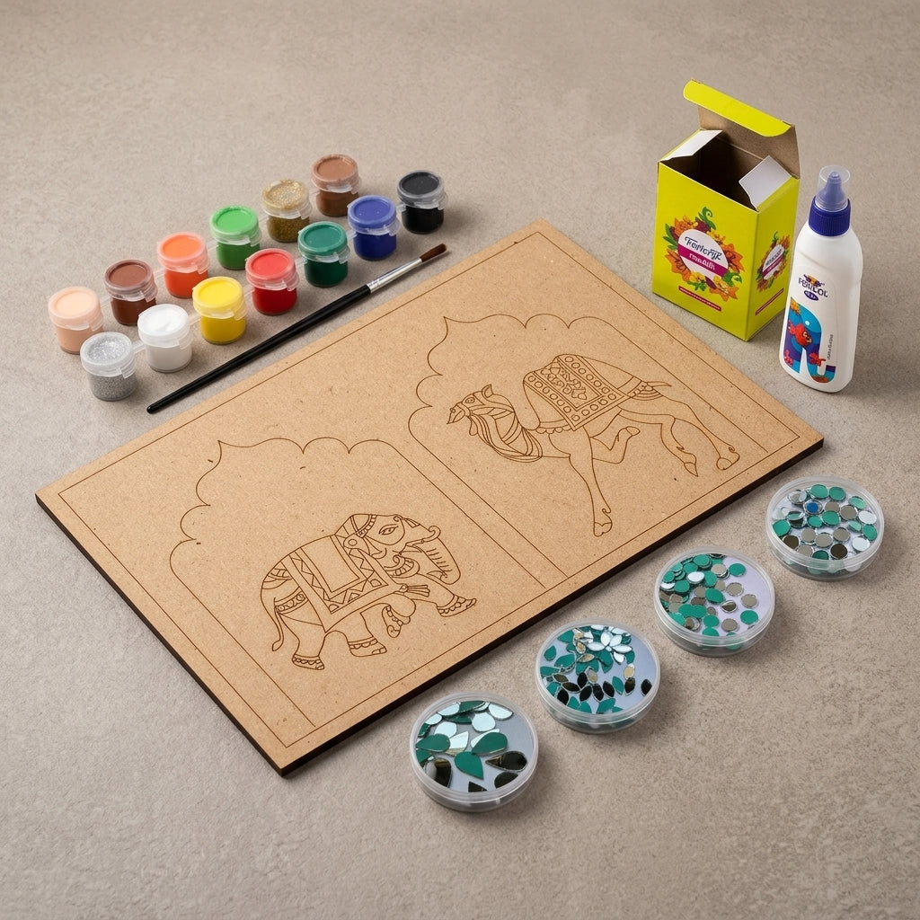 Diy Elephant Camel Lippan Art Kit With Mdf Base