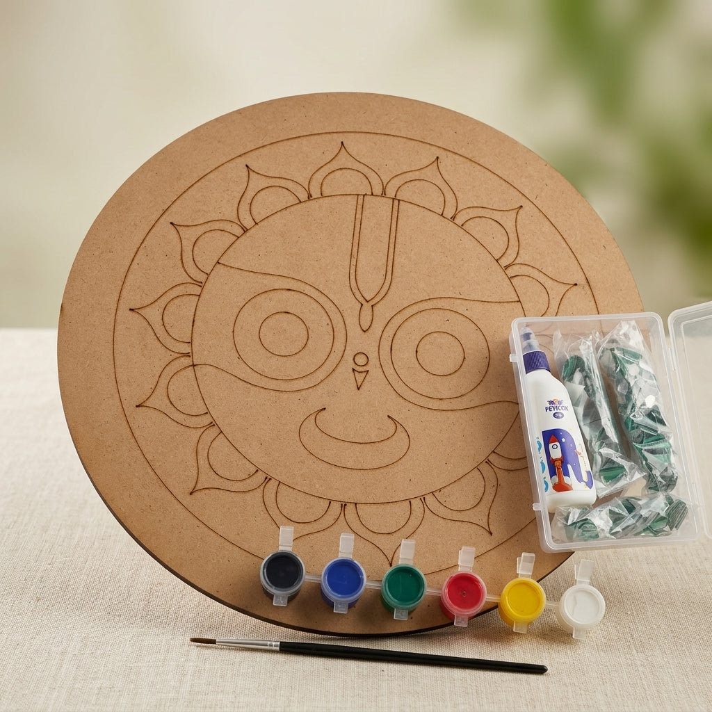 Brown Mdf Lord Jagannath Diy Lippan Art Kit For Kids And Adults