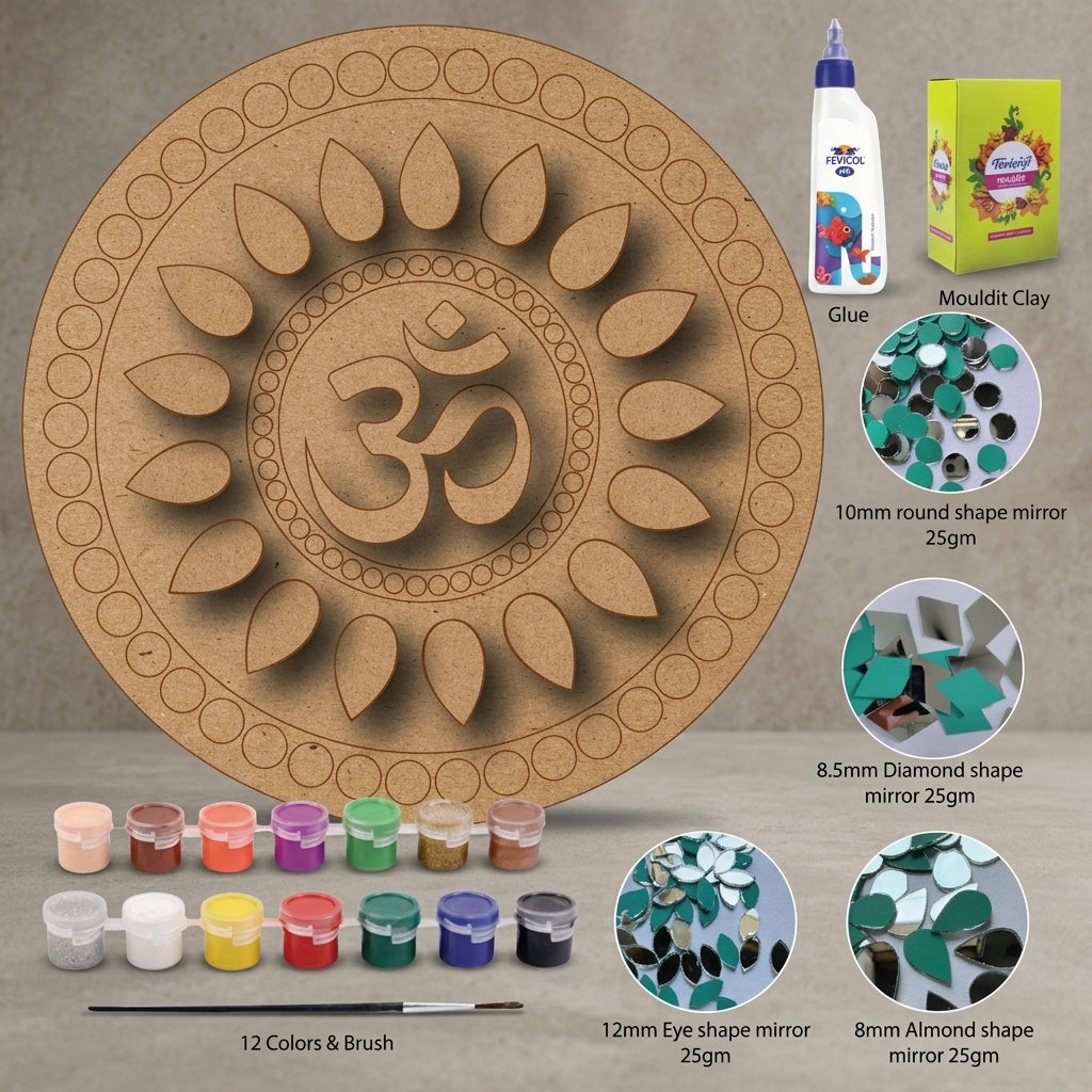 Diy Om Symbol Lippan Art Kit With Mdf Base