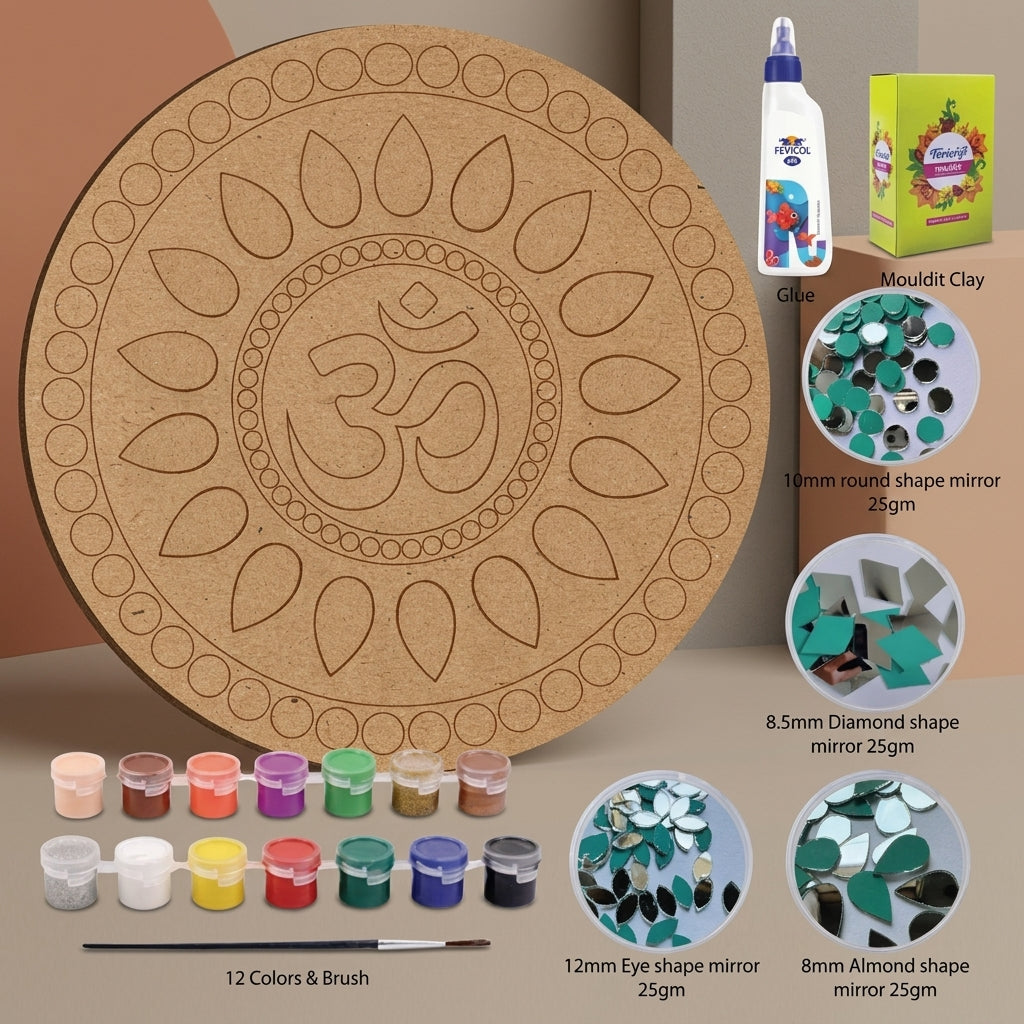 Diy Om Symbol Lippan Art Kit With Mdf Base