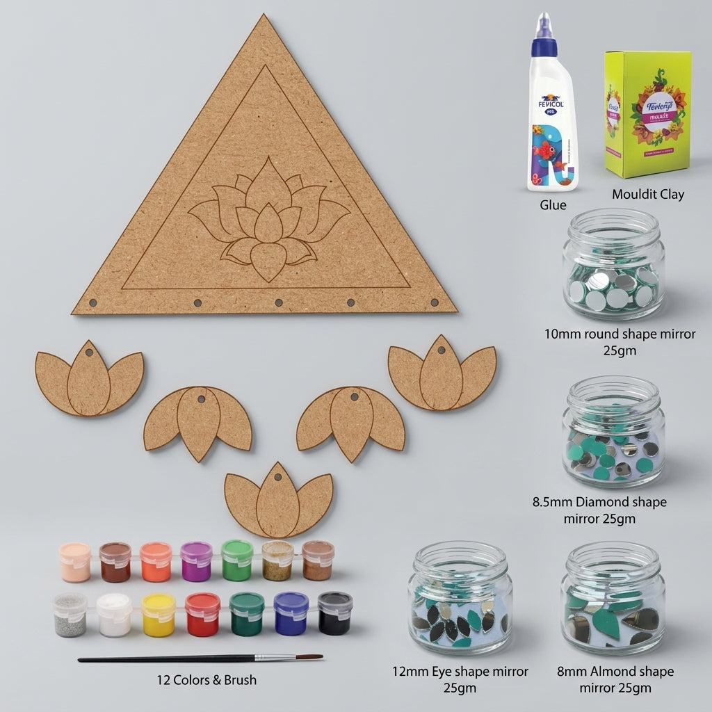 Diy Hanging Lotus Triangle Lippan Art Kit With Mdf Base