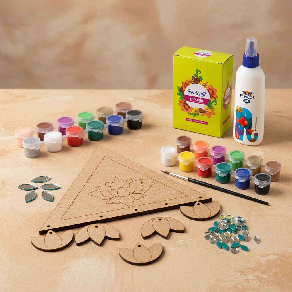 Diy Hanging Lotus Triangle Lippan Art Kit With Mdf Base