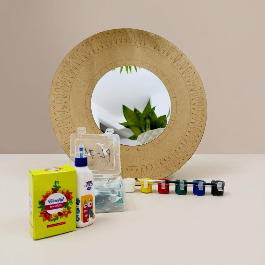Brown Mdf Mirror Design Diy Lippan Art Kit For Kids And Adults