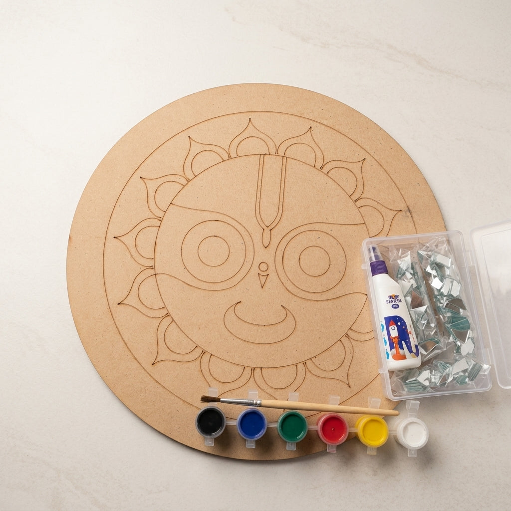 Brown Mdf Lord Jagannath Diy Lippan Art Kit For Kids And Adults