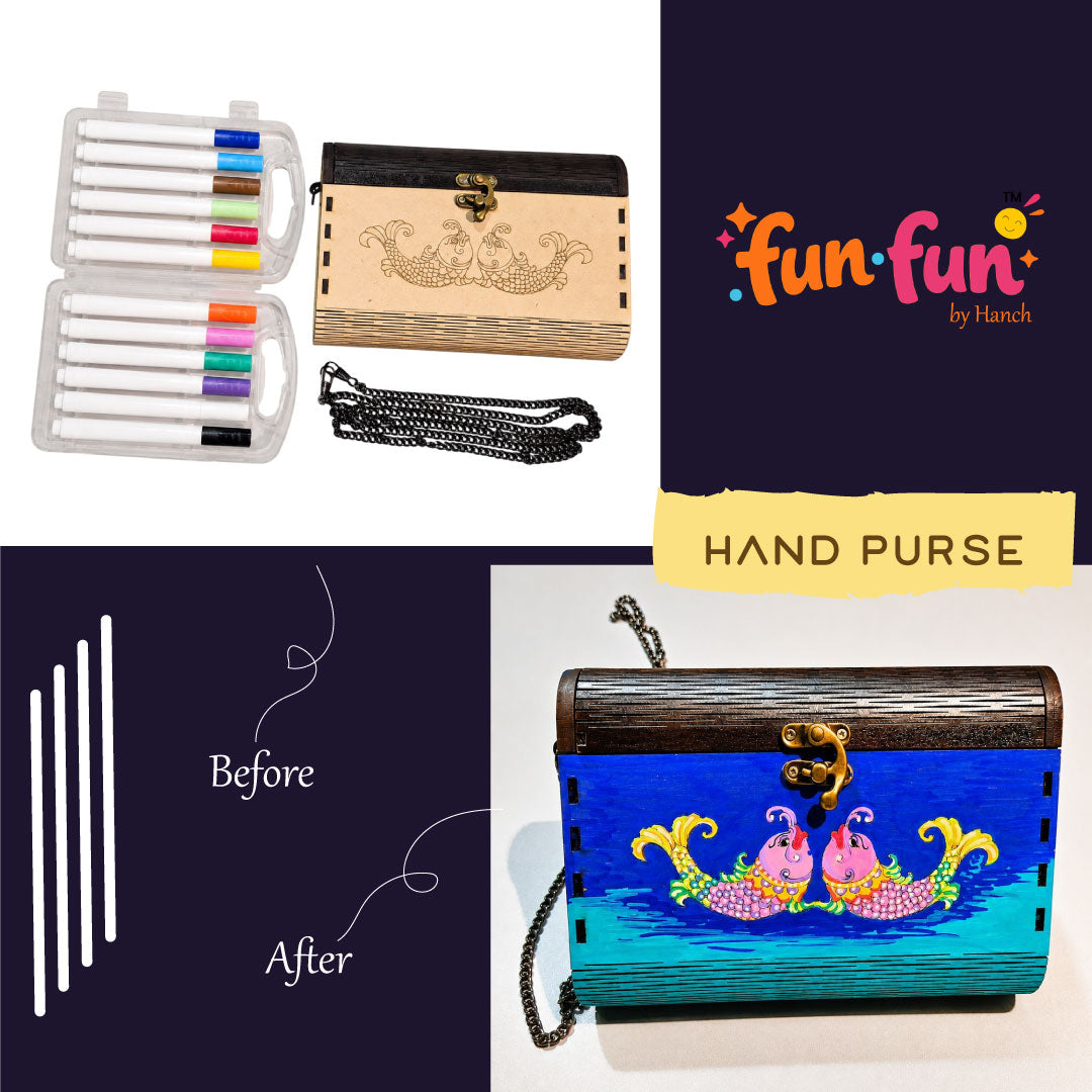 Brown Mdf DIY Hand Purse Craft Kit