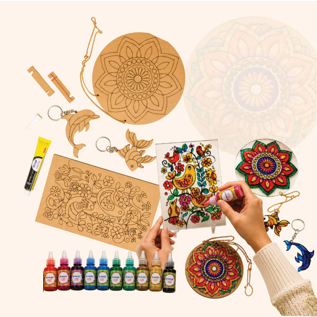 glass painting dreamcatcher and tabel top