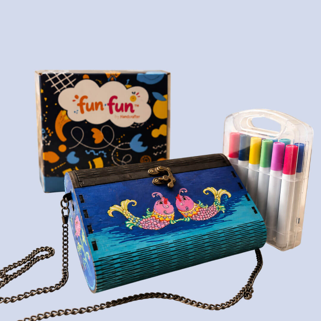 Brown Mdf DIY Hand Purse Craft Kit