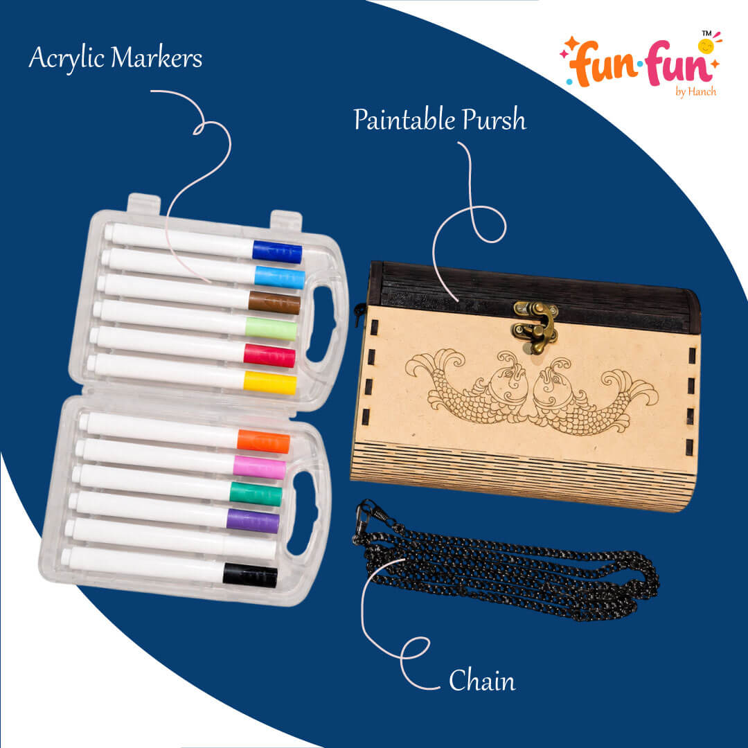 Brown Mdf DIY Hand Purse Craft Kit
